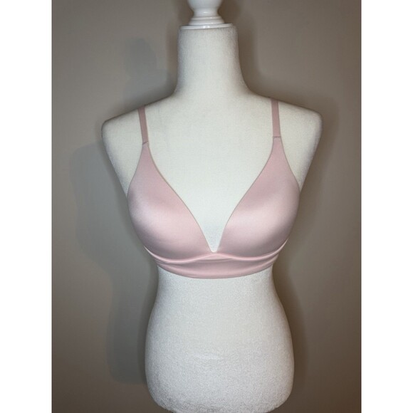 Victoria’s Secret Lightly Lined Plunge Bra 32C Pink Wireless - Picture 1 of 8